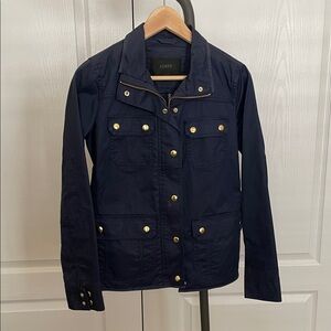 J. Crew Women's Dark Blue Utility Jacket with Gold Buttons